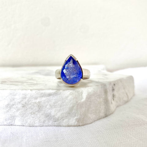 Silver Teardrop Tanzanite Ring