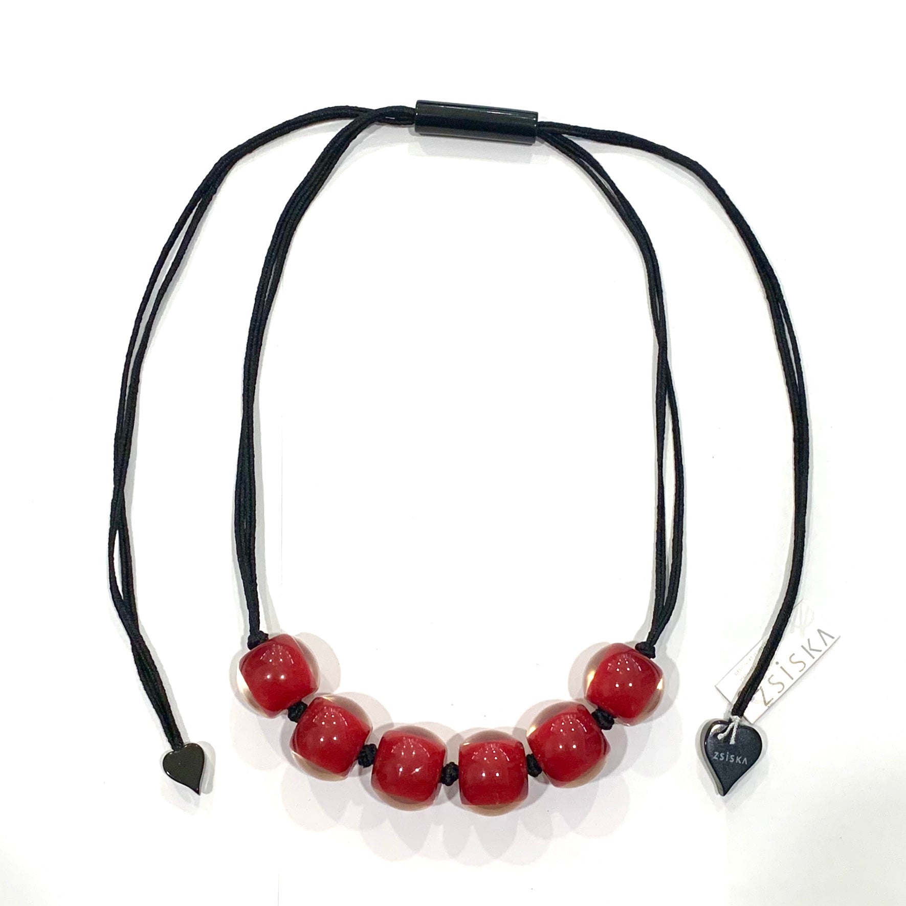 Zsiska Deep Red Adjustable Resin Necklace The Family Jewels