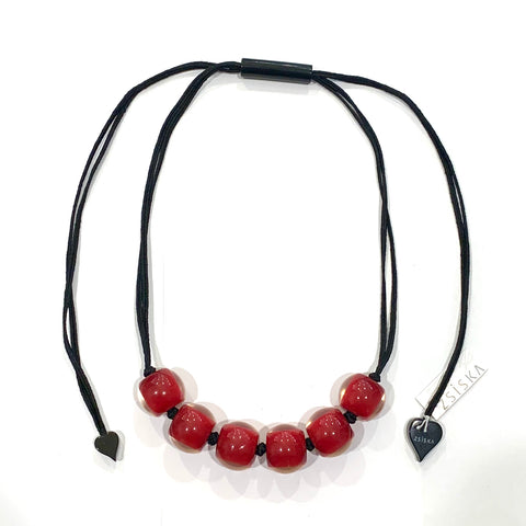 Zsiska Deep Red Adjustable Resin Necklace