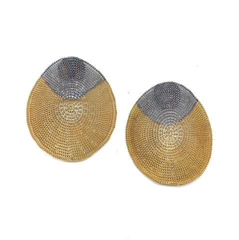 Woven 2 Tone Large Stud Earrings - Milena Zu