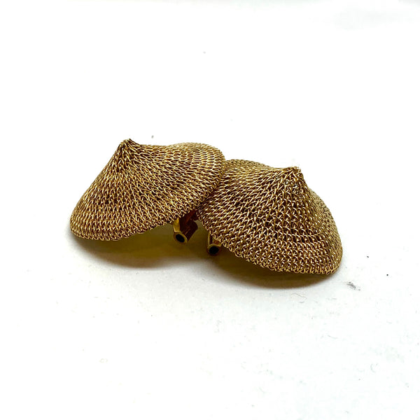 Woven Gold Clip on Earrings - Milena Zu