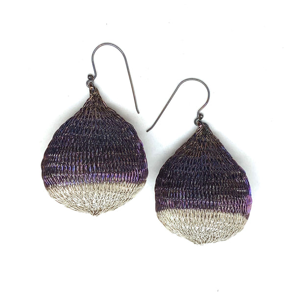 Woven Large 2 Tone Pod Earrings - Milena Zu