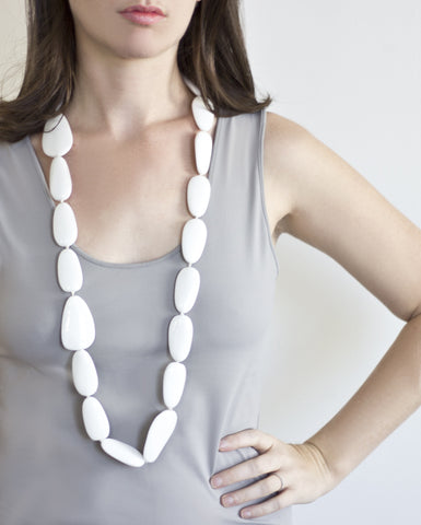 Sirocco White Long Pod Necklace