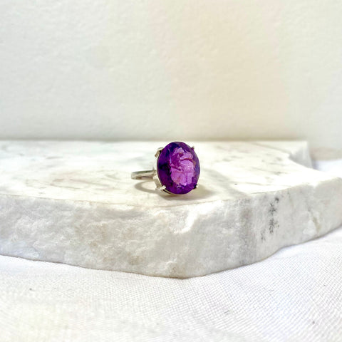 Oval Faceted Ameythst Cocktail Ring