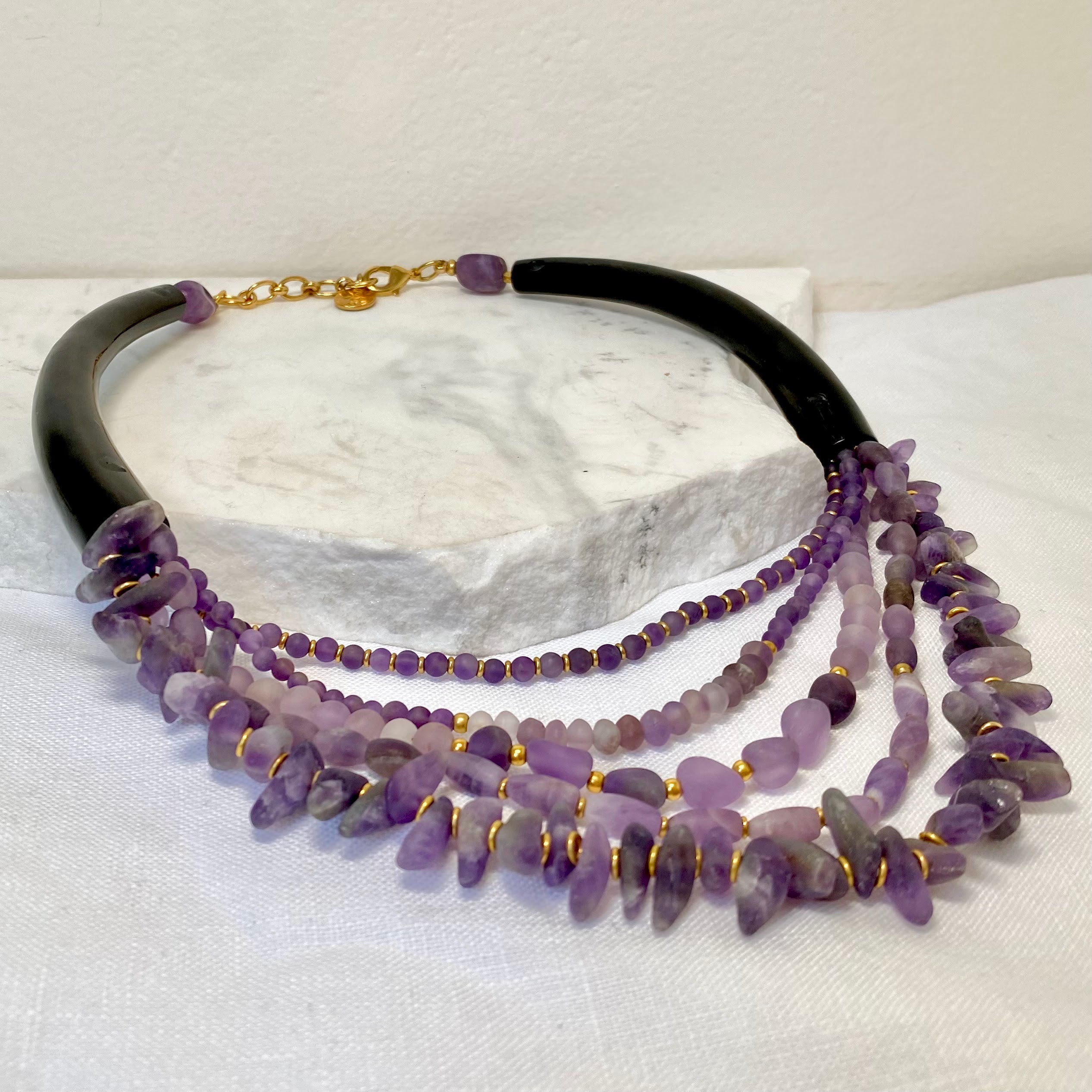 Amethyst and Horn Necklace Nature Bijoux The Family Jewels