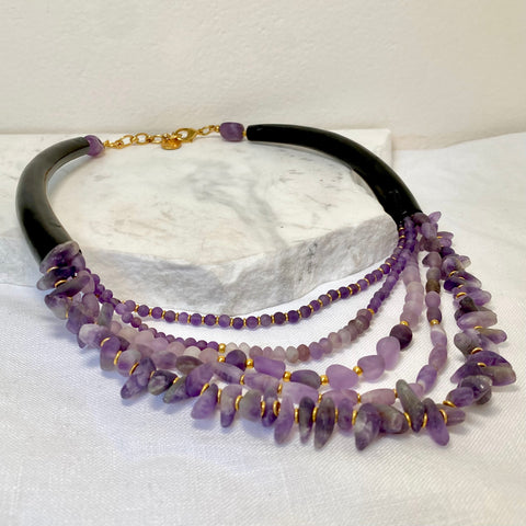 Amethyst and Horn Necklace - Nature Bijoux