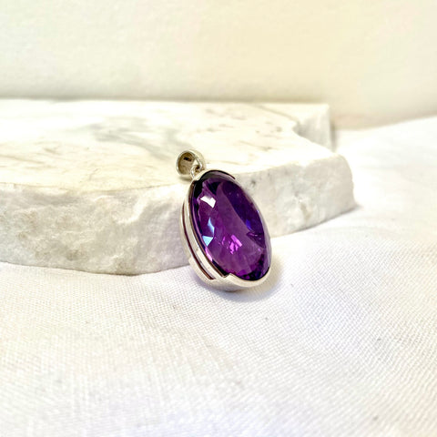 Large Amethyst Faceted Pendant