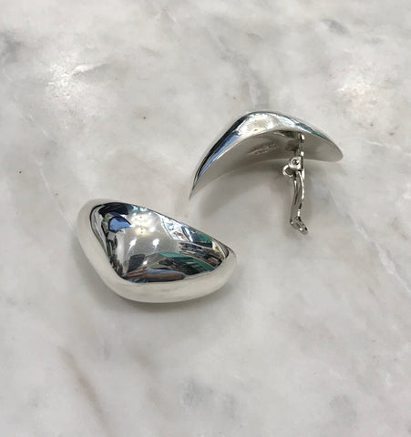 Silver 'Boomerang' Clip-on Earrings