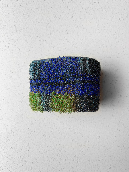 Woven Multi Coloured Beaded Wide Bangle - Milena Zu