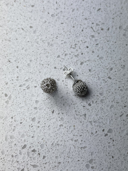 Woven Tiny Ball Stud Earrings - Milena Zu