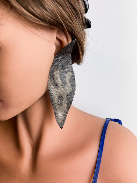 Woven Oxy Large Elipse Earrings - Milena Zu