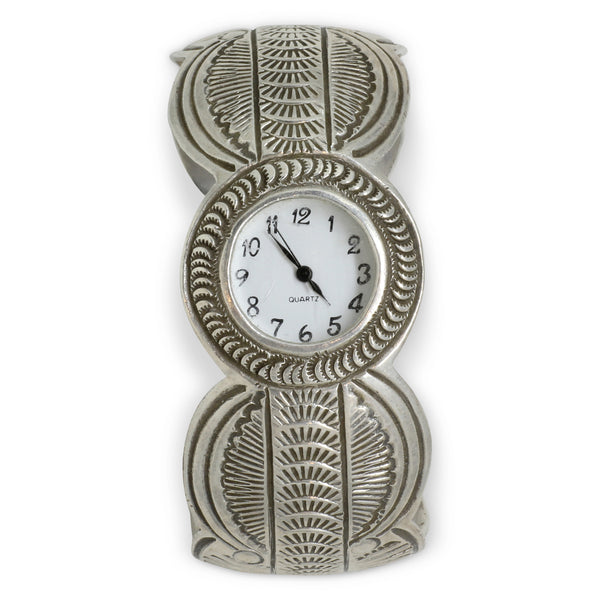 Vintage Zuni Sterling Silver Etched Watch Cuff