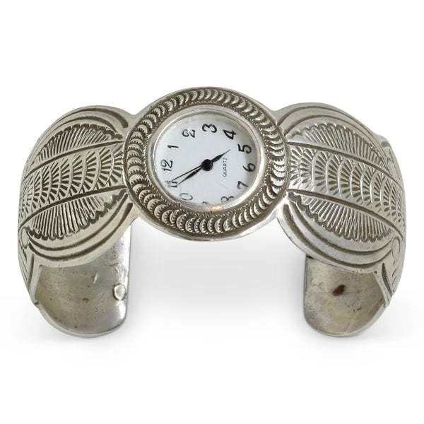 Vintage Zuni Sterling Silver Etched Watch Cuff