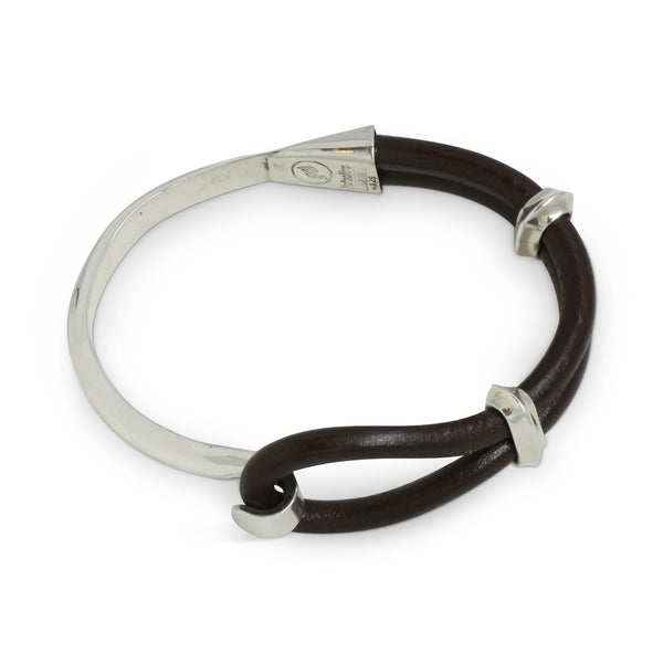 Men's Leather and Silver Bracelet