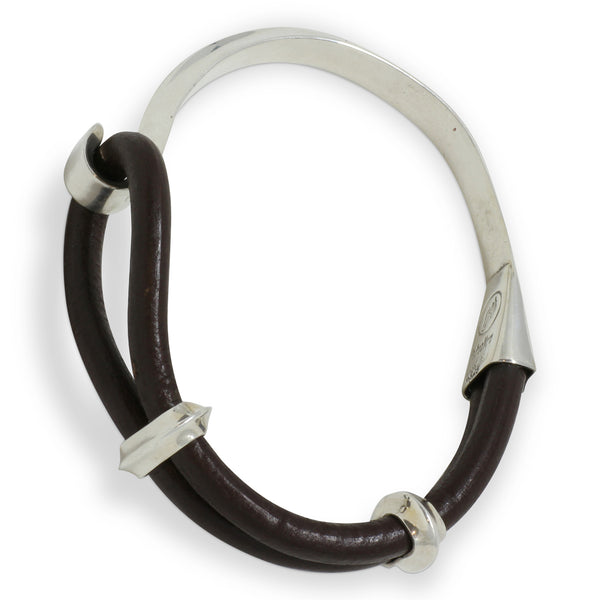 Men's Leather and Silver Bracelet