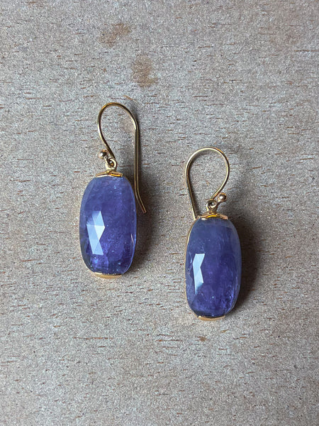 9ct Gold Faceted Tanzanite Earring