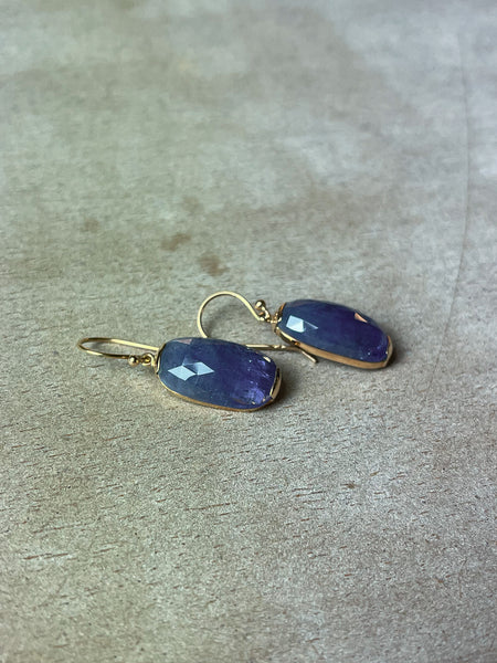 9ct Gold Faceted Tanzanite Earring