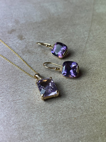 9ct Gold Faceted Amethyst Earring