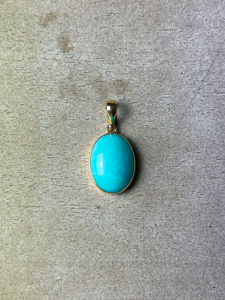 9ct Gold Amazonite Oval Pendant
