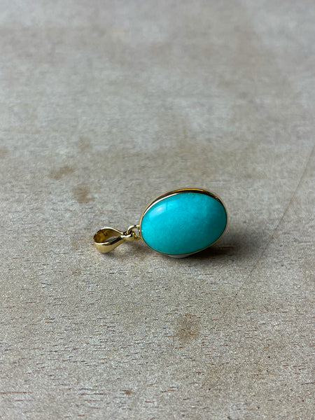 9ct Gold Amazonite Oval Pendant