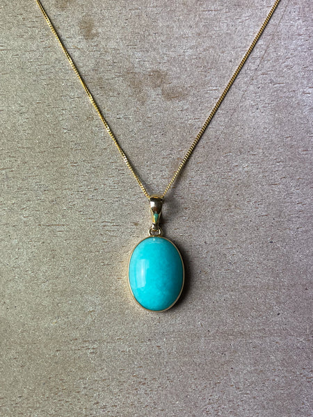 9ct Gold Amazonite Oval Pendant