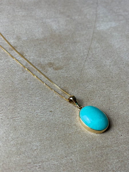 9ct Gold Amazonite Oval Pendant