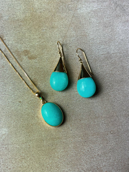 9ct Gold Amazonite Teardrop Earring