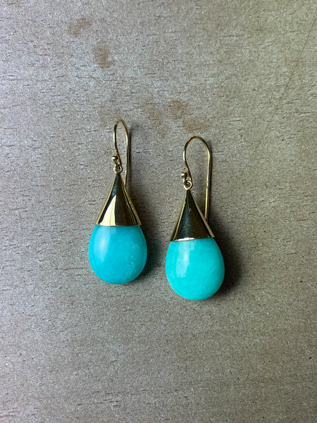 9ct Gold Amazonite Teardrop Earring