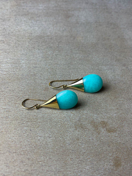 9ct Gold Amazonite Teardrop Earring