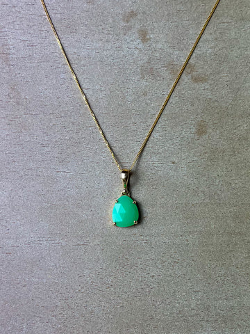 9ct Gold Chrysophrase Faceted Pendant