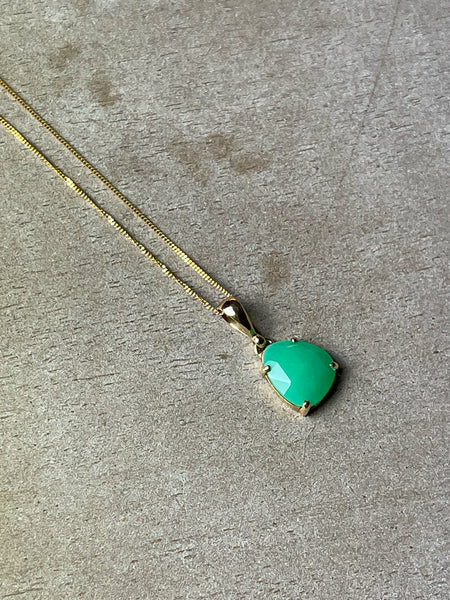 9ct Gold Chrysophrase Faceted Pendant