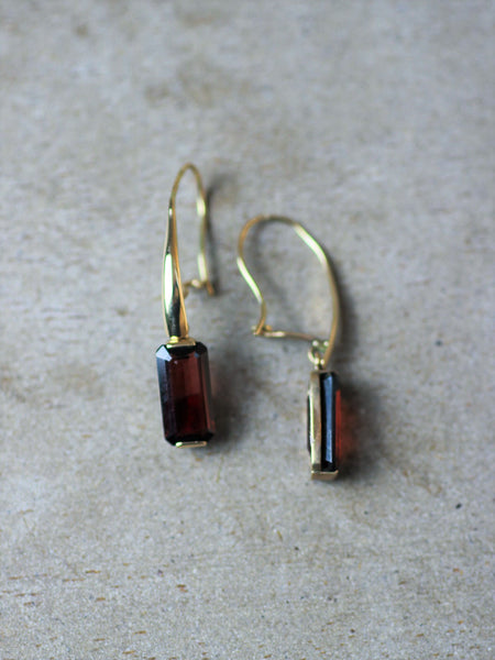 9ct Gold Garnet Drop Earrings