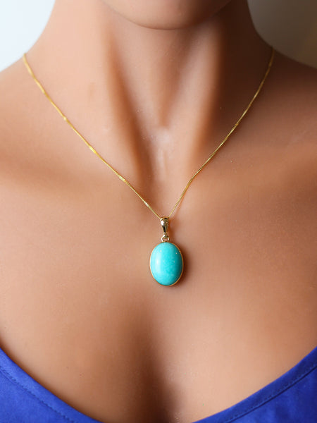 9ct Gold Amazonite Oval Pendant