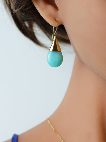 9ct Gold Amazonite Teardrop Earring