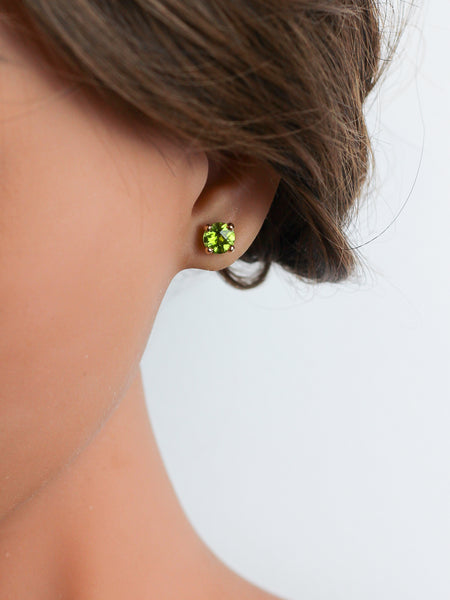 9ct Gold Peridot Round Faceted Studs