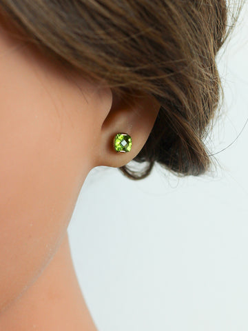 9ct Gold Peridot Faceted Studs