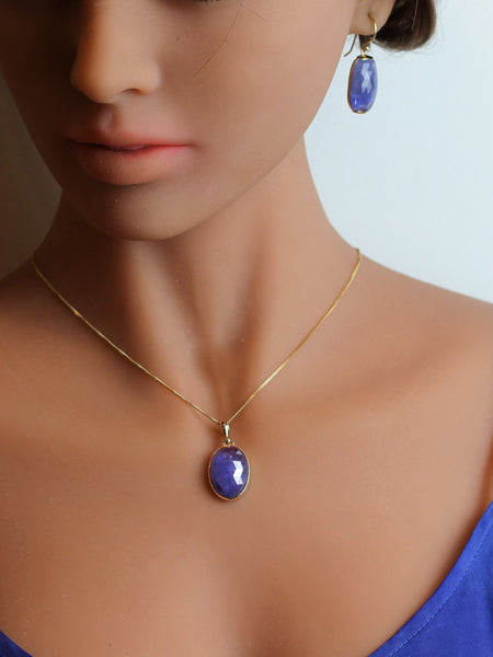 9ct Gold Faceted Tanzanite Earring