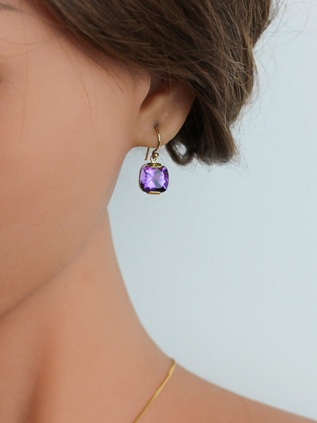 9ct Gold Faceted Amethyst Earring