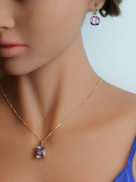 9ct Gold Faceted Amethyst Earring