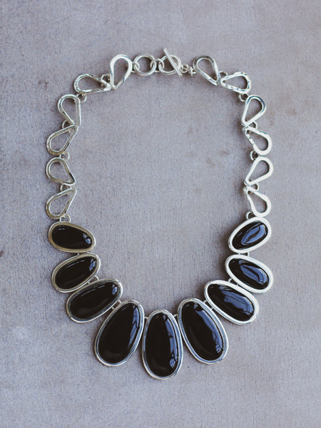 Black Onyx Silver Necklace - Mexico
