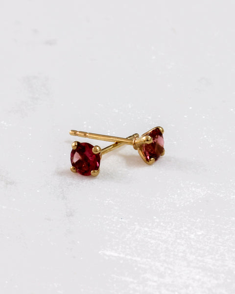 9ct Gold Pink Tourmaline Small Stud Earrings
