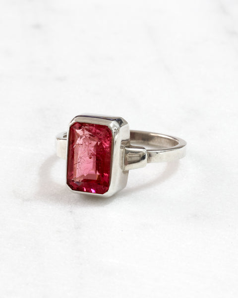 Pink Tourmaline Rectangular Ring