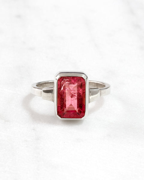 Pink Tourmaline Rectangular Ring