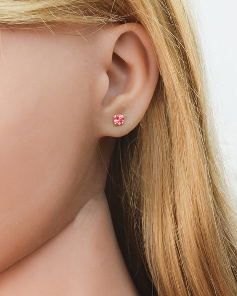 9ct Gold Pink Tourmaline Small Stud Earrings