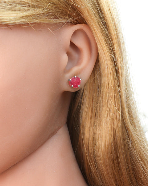 Pink Tourmaline Rough Cut Stud Earrings