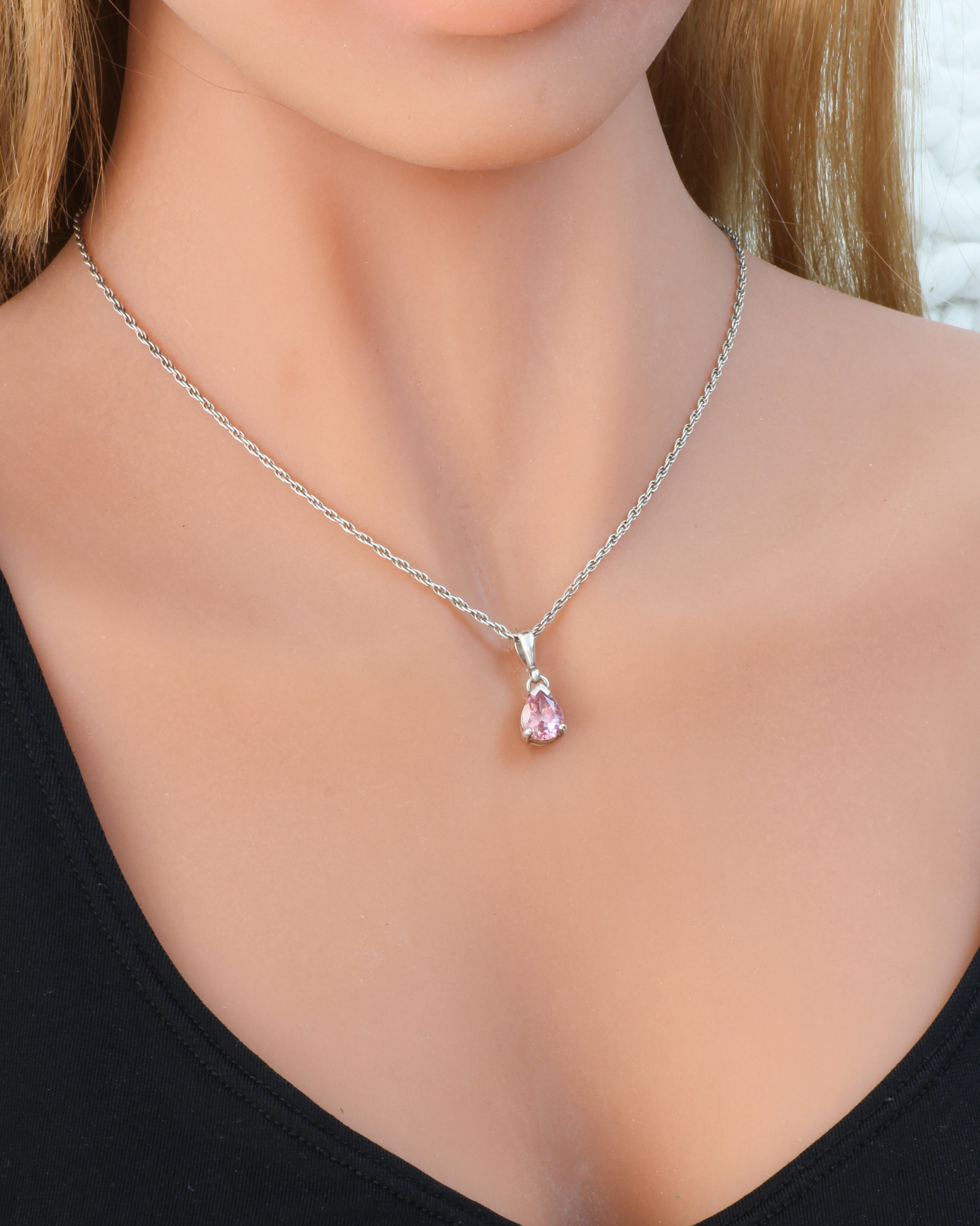 Pink teardrop necklace deals