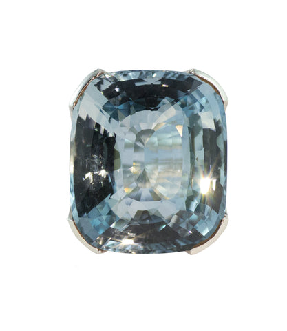 Large Natural Blue Topaz Ring Aqua Luna
