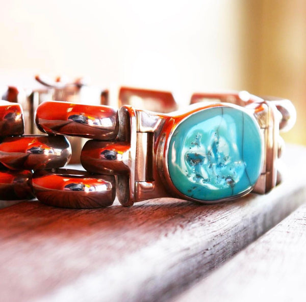 Sterling Silver and Turquoise Chunky Bracelet