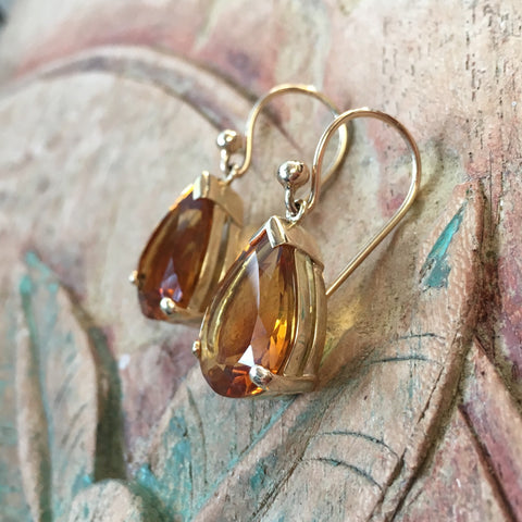 Citrine Teardrop Earrings in 9ct Gold