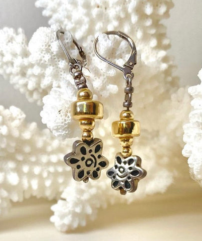 Silver and Gold Relief Earrings